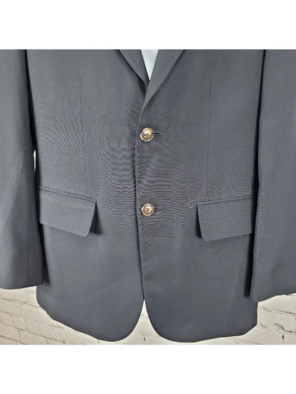 Versini Black 100% Wool 2 Button Ventless Notch Blazer Sport Coat Size 37S